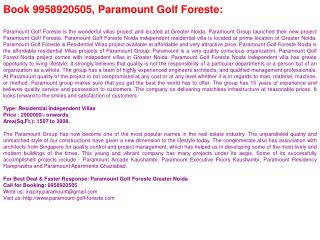 Real Estate @9958920505-Paramount Golf Foreste-Paramount Gol