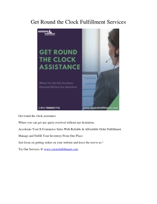 Get Round the Clock Fulfillment Services
