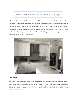 Latest Trend In Kitchen Remodeling Designs