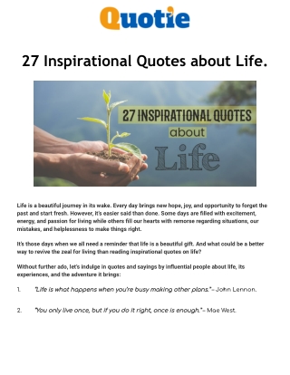 27 Inspirational Quotes about Life.