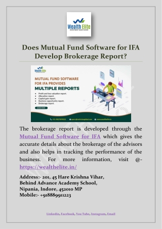 Does Mutual Fund Software for IFA Develop Brokerage Report