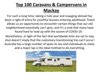 Top 100 Caravans & Campervans in Mackay