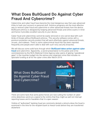 What Does BullGuard Do Against Cyber Fraud And Cybercrime?