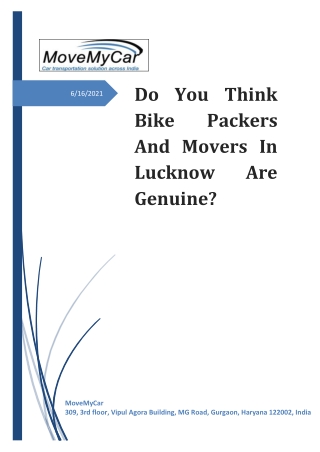 Bike packers movers lucknow