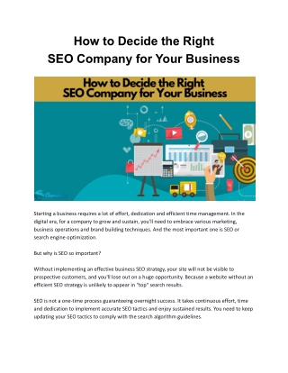 How to Decide the Right SEO Company for Your Business
