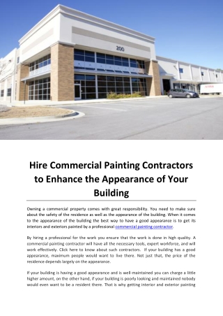 Hire Commercial Painting Contractors to Enhance the Appearance of Your Building (1)