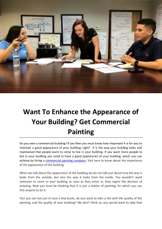 Want To Enhance the Appearance of Your Building Get Commercial Painting