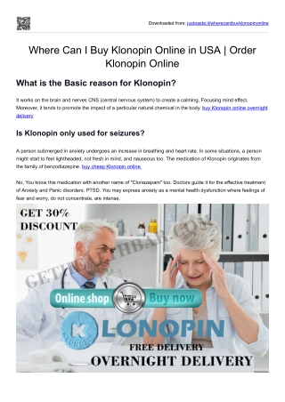 Where Can I Buy Klonopin Online in USA  Order Klonopin Online