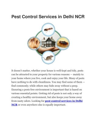 Pest Control Services in Delhi NCR