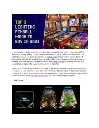 Top 3 Lighting Pinball Mods To Buy In 2021 - Pinstadium.com