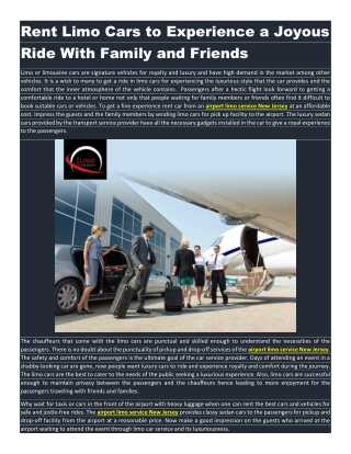 Rent Limo Cars to Experience a Joyous Ride With Family and Friends