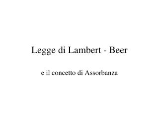 Legge di Lambert - Beer