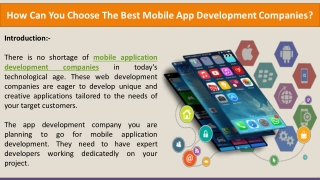 How Can You Choose The Best Mobile App Development Companies