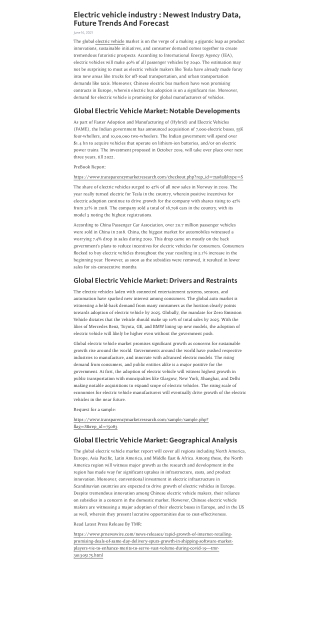 Electric Vehicle Market Trends and Research Insights by 2027
