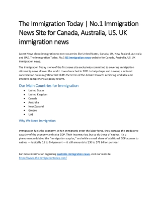 The Immigration Today | No.1 Immigration News Site for Canada, Australia, US. UK