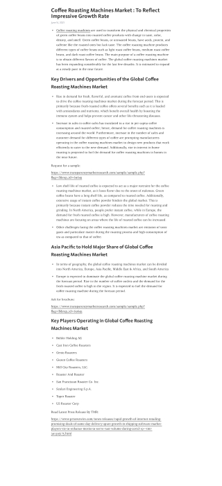 Coffee Roasting Machines Market Analysis, Share by 2031