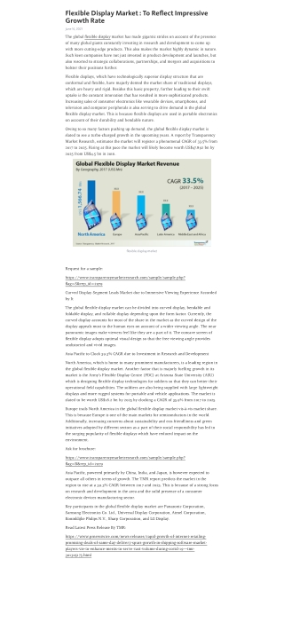 Flexible Display Market to be worth US$47.892 bn by 2025 | CAGR of 33.5%