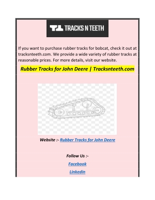 Rubber Tracks for John Deere  Tracksnteeth