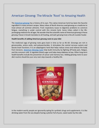 American Ginseng The Miracle ‘Root’ to Amazing Health