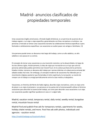 Madrid - anuncios clasificados de propiedades temporales  - alquileres