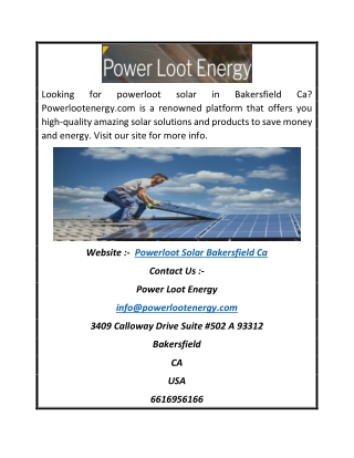 Powerloot Solar Bakersfield Ca | Powerlootenergy.com