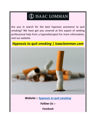 Hypnosis to quit smoking  Isaaclomman
