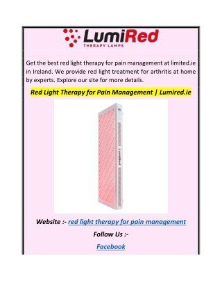 Red Light Therapy for Pain Management  Lumired.ie