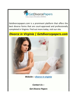 Divorce in Virginia  Getdivorcepapers