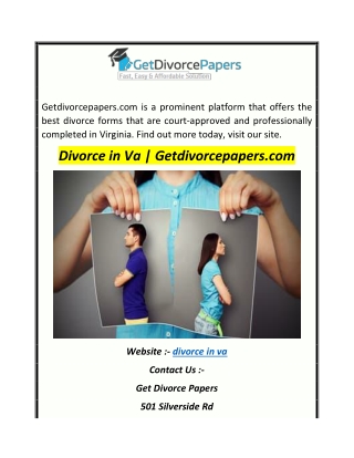 Divorce in Va  Getdivorcepapers