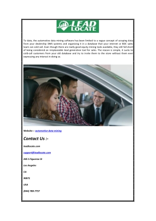 Automotive Data Mining  Leadlocate.com