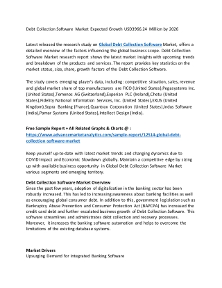 Debt Collection Software Market Expected Growth USD3966
