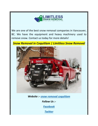 Snow Removal in Coquitlam  Limitless Snow Removal