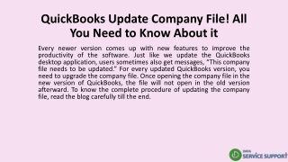 QuickBooks Update Company File! All You Need to Know About it