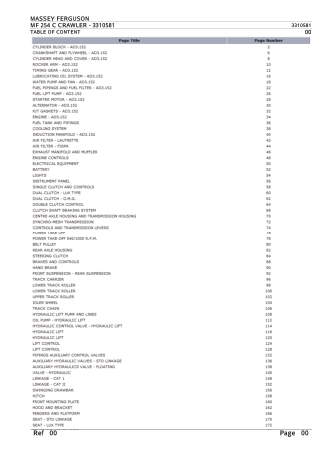 Massey Ferguson MF 254 C CRAWLER Parts Catalogue Manual