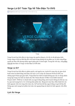 Verge Là Gì? Toàn Tập Về Tiền Điện Tử XVG