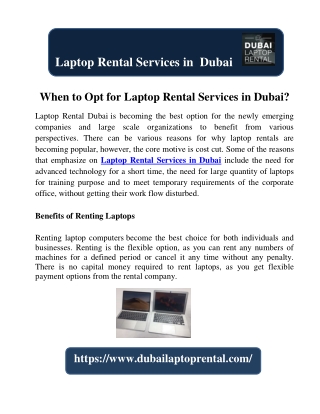 When to Opt for Laptop Rental Services in Dubai?