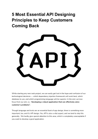 5 Most Important API Designing Principles To Keep Customers Coming Back