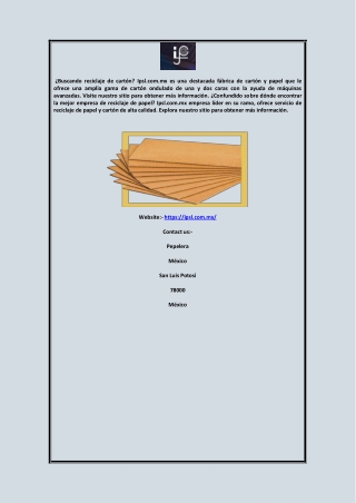 Reciclaje de Papel y Cartón  Ipsl.com.mx