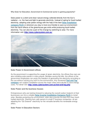 Why Solar for Education Government Commercial sector is gaining popularity