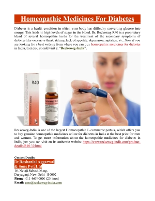 Homeopathic Medicines For Diabetes
