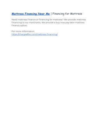 Mattress Financing Near Me | Financing for Mattress