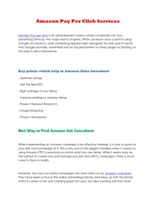 Amazon Pay Per Click Services