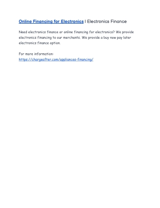 Online Financing for Electronics | Electronics Finance