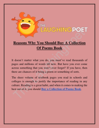 Reasons Why You Should Buy A Collection Of Poems Book | The LaughingPoet