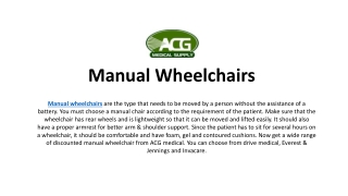 Manual Wheelchairs – Buy Wheelchairs Online | ACG Medical
