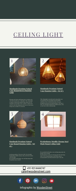 Buy Ceiling Light Online @upto 55% Off at WoodenStreet