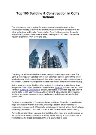 Top 100 Building & Construction in Coffs Harbour