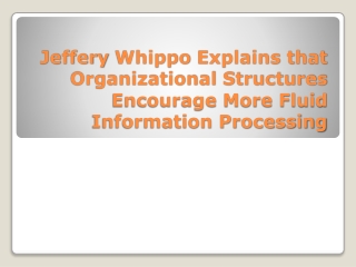 Jeffery Whippo Explains that Organizational Structures Encourage More Fluid Information Processing