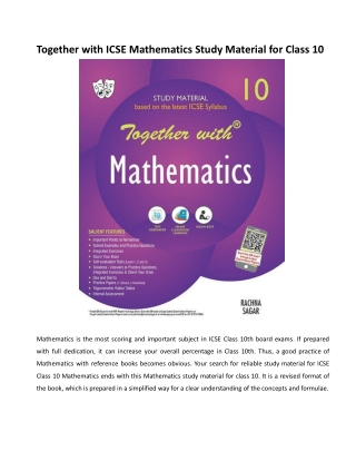 Together with ICSE Mathematics Study Material for Class 10