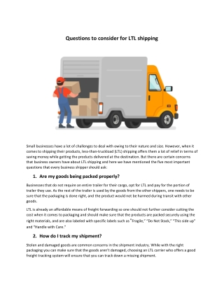 Questions to consider for LTL shipping